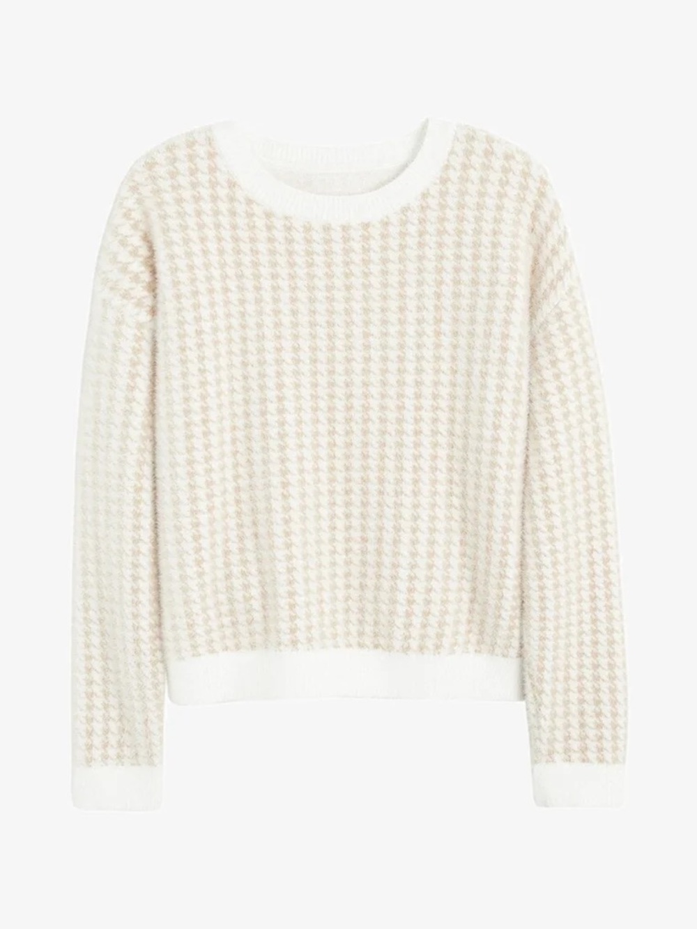 Mango m medium S small  houndstooth cream and tan sweater knit